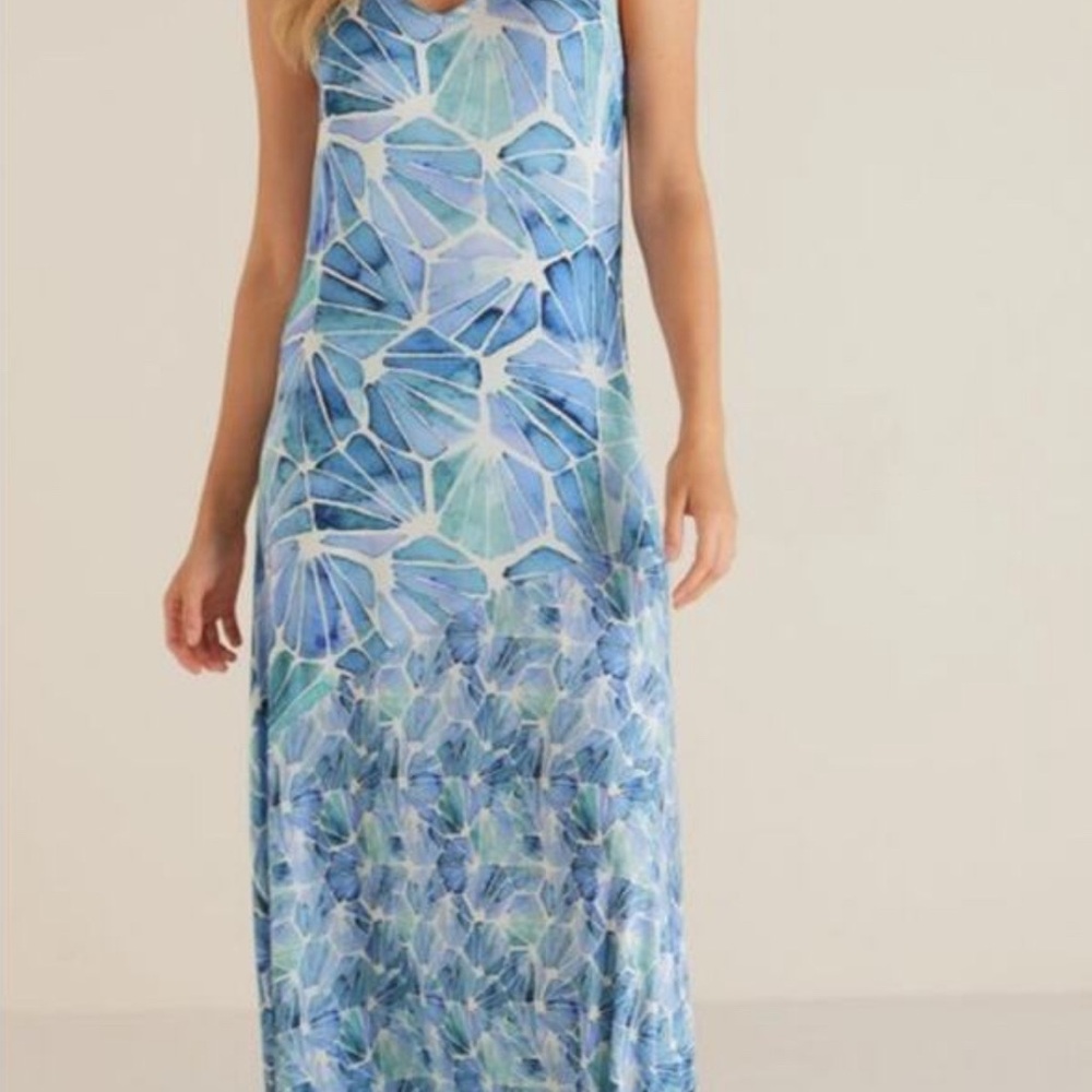 NWT Soft Surroundings Women’s sz L Maxi Dress Coastal Preppy Resort Luxury Knit - Picture 3 of 11